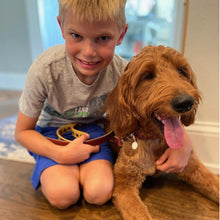 Load image into Gallery viewer, child with leather dog leash