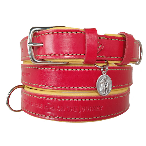 Leather Dog Collar with holy medal: The 