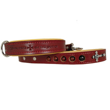 Load image into Gallery viewer, St. Dominic Leather Dog Collar - with holy medal