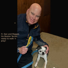 Load image into Gallery viewer, Blue Leather Dog Leash with Rosary  - Our Lady of Guadalupe