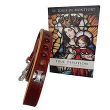 Load image into Gallery viewer, Leather Dog Leash with Maltese Cross for praying the Rosary
