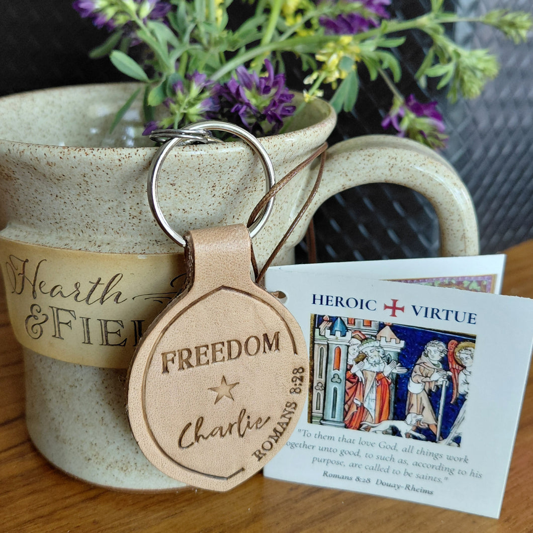 Handcrafted Leather Key Chain | Freedom Charlie design – Holy Cats