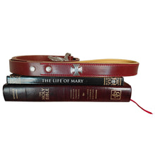 Load image into Gallery viewer, Leather Dog Leash  - The Christian Herald with Maltese Cross