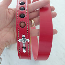 Load image into Gallery viewer, Leather Dog Leash with rosary - the &quot;Carlo Leash&quot;