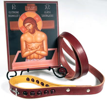 Load image into Gallery viewer, rosary beads leather dog leash